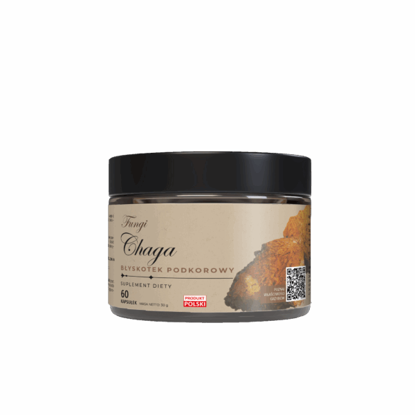 CHAGA - Błyskoporek podkorowy. Standaryzowany na polisacharydy i betaglukany 60 kaps.