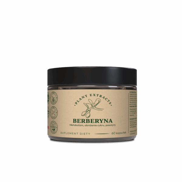 Berberyna 60 kaps. x 300mg  metabolizm, obniżenie cukru, pasożyty 60 kaps.