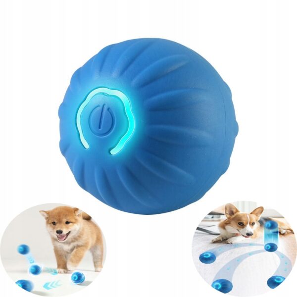 7. Interaktywna ZABAWKA dla PSA KOTA uciekająca piłka LED niebieska