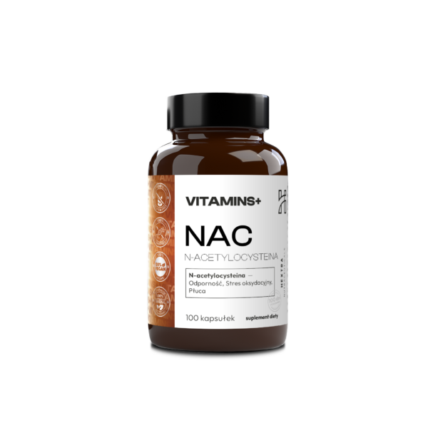 NAC N-acetylocysteina 500mg x 100kaps.  Odporność, Stres oksydacyjny, Płuca