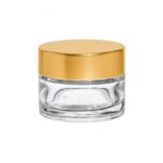 Słoik szklany 15 ml transparentny + stoper + zakrętka złota - zestaw 100szt